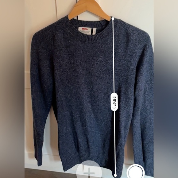 Fjallraven Ovik round neck crewneck wool sweater navy blue men's small - Picture 8 of 8